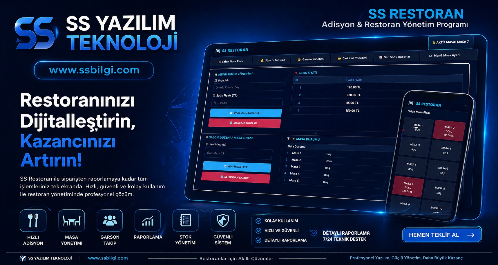 SS Restoran Sipariş ve Adisyon Sistemi Ekran Görüntüsü