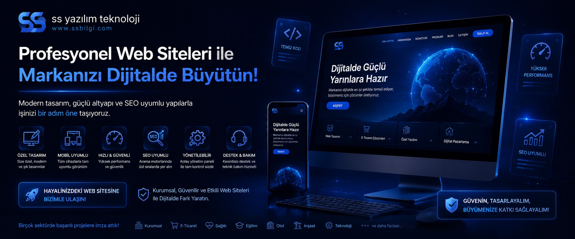 SS Yazılım Teknoloji profesyonel kurumsal web tasarım, özel full-stack web yazılım geliştirme ekosistemi